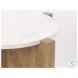 Bianca White Marble And Light Brown Wood Accent Table