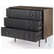Grace Medium Brown Wood And Black Metal 3 Drawer Accent Cabinet