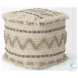 Caela Beige Wool Cotton and Felt Popcorn Stitch Square Pouf