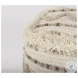Caela Beige Wool Cotton and Felt Popcorn Stitch Square Pouf