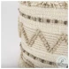 Caela Beige Wool Cotton and Felt Popcorn Stitch Square Pouf