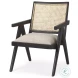 Donna Beige And Black Wood Cane Back Accent Chair