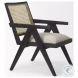 Donna Beige And Black Wood Cane Back Accent Chair
