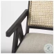 Donna Beige And Black Wood Cane Back Accent Chair