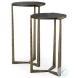 Atticus Black Wood And Antiqued Gold Metal Nesting Accent Table Set Of 2