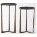 Atticus Black Wood And Antiqued Gold Metal Nesting Accent Table Set Of 2
