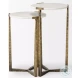 Atticus White Marble And Antiqued Gold Metal Nesting Accent Table Set Of 2