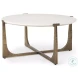 Atticus White Marble And Antiqued Gold Metal Coffee Table