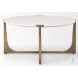 Atticus White Marble And Antiqued Gold Metal Coffee Table