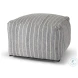 Kensie Blue Striped Large Pouf