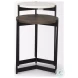 Larkin White Marble And Black Metal Side Tables with Dark Brown Wood Shelf 
