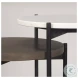Larkin White Marble And Black Metal Side Tables with Dark Brown Wood Shelf 
