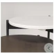 Larkin White Marble And Black Metal Side Tables with Dark Brown Wood Shelf 