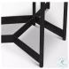 Larkin White Marble And Black Metal Side Tables with Dark Brown Wood Shelf 