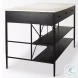 Amika White Marble Top Black Metal Kitchen Island