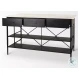 Amika White Marble Top Black Metal Kitchen Island