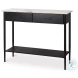 Amika White Marble Top Black Metal Console Table