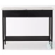 Amika White Marble Top Black Metal Console Table