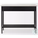 Amika White Marble Top Black Metal Console Table