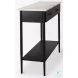 Amika White Marble Top Black Metal Console Table