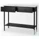 Amika White Marble Top Black Metal Console Table