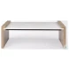 Athens White Marble And Light Brown Wood Coffee Table