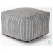 Kensie Blue Striped Large Pouf