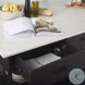 Amika White Marble Top Black Metal Kitchen Island