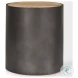 Eclipse Brown Wood And Gunmetal Gray Metal Drum Side Table