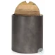 Eclipse Brown Wood And Gunmetal Gray Metal Drum Side Table
