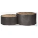 Eclipse Brown Wood And Gunmetal Gray Metal Drum Occasional Table Set