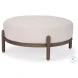 Gwynn Oatmeal Fabric And Dark Brown Ottoman
