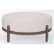 Gwynn Oatmeal Fabric And Dark Brown Ottoman