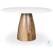 Allyson White Marble And Medium Brown 48" Dining Table