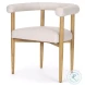 Arden Cream Twill Fabric And Medium Brown Wood Dining Chair