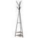 Everett Matte Black and Brown 71" Wood Shelves Coat Rack