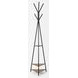 Everett Matte Black and Brown 71" Wood Shelves Coat Rack