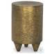 Rosh Textured Gold Metal And Acid Wash Accent Table