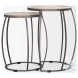 Clapp Light Brown Wood And Silver Metal Occasional Table Set