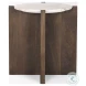 Bianca White Marble And Dark Brown Wood Accent Table