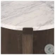 Bianca White Marble And Dark Brown Wood Accent Table