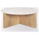 Bianca White Marble And Light Brown Wood Coffee Table