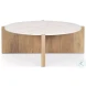 Bianca White Marble And Light Brown Wood Coffee Table