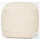 Sakaye Beige Cream Stitched Patterned Pouf