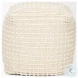 Sakaye Beige Cream Stitched Patterned Pouf