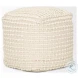 Sakaye Beige Cream Stitched Patterned Pouf