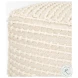 Sakaye Beige Cream Stitched Patterned Pouf