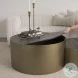 Eclipse Dark Brown Wood And Antique Brass Metal Drum Coffee Table