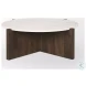 Bianca White Marble And Dark Brown Wood Coffee Table