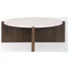 Bianca White Marble And Dark Brown Wood Coffee Table